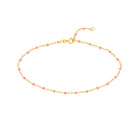 Anklet (10 in) Pink Enamel Bead Chain Necklace Fun Beaded Colorful Chain