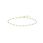 Anklet (10 in) Turquoise Enamel Bead Chain Necklace Fun Beaded Colorful Chain