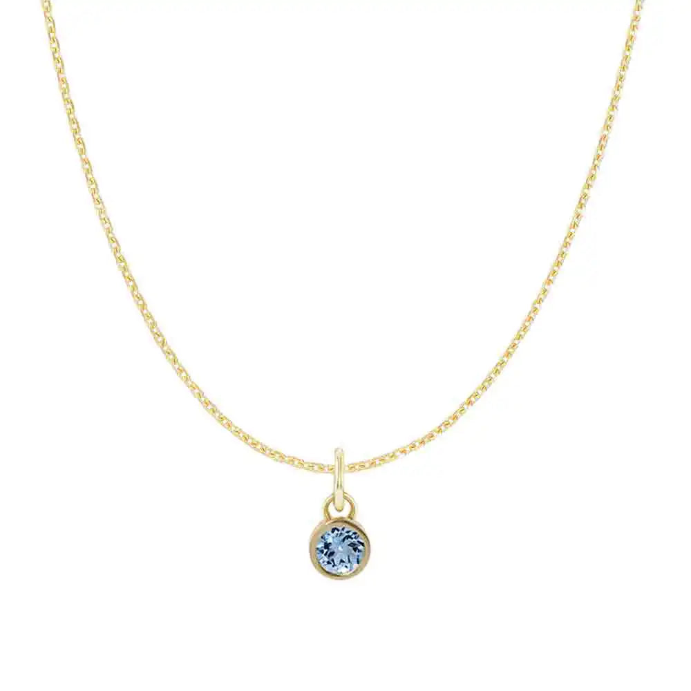 Aquamarine birthstone necklace,simple and elegant charm necklace to mark a special month variant--14K-yellow-gold variant--Aquamarine