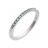 Handcrafted stackable ring in 14K white gold, adorned with a subtle aquamarine gem. variant--14K-white-gold