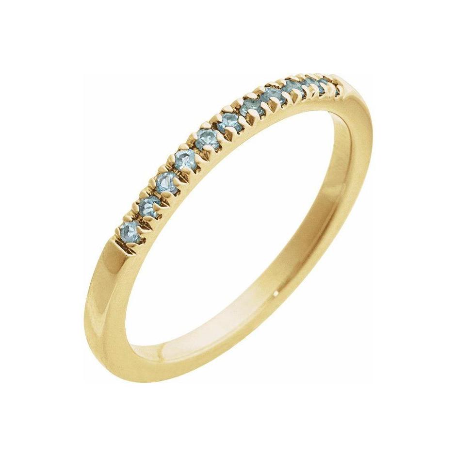 Aquamarine-Birthstone Stackable Band-14K yellow gold