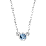 Bezel-set aquamarine birthstone necklace in 14K white gold, pendant detail variant--14K-white-gold variant--Aquamarine