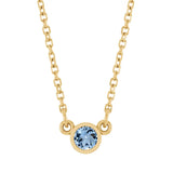Bezel-set aquamarine birthstone necklace in 14K yellow gold, product view variant--14K-yellow-gold variant--Aquamarine