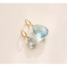 Glowing aquamarine briolette gemstone charm, 6mm, handcrafted with gold-fill wrap detail. variant--Gold-fill variant--Small