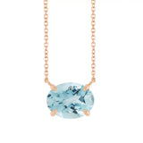 East West Oval 14K rose gold Necklace in Aquamarine variant--14K-rose-gold variant--Aquamarine