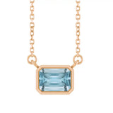 East West Emerald-Cut 14K rose gold Necklace in Aquamarine variant--14K-rose-gold variant--Aquamarine