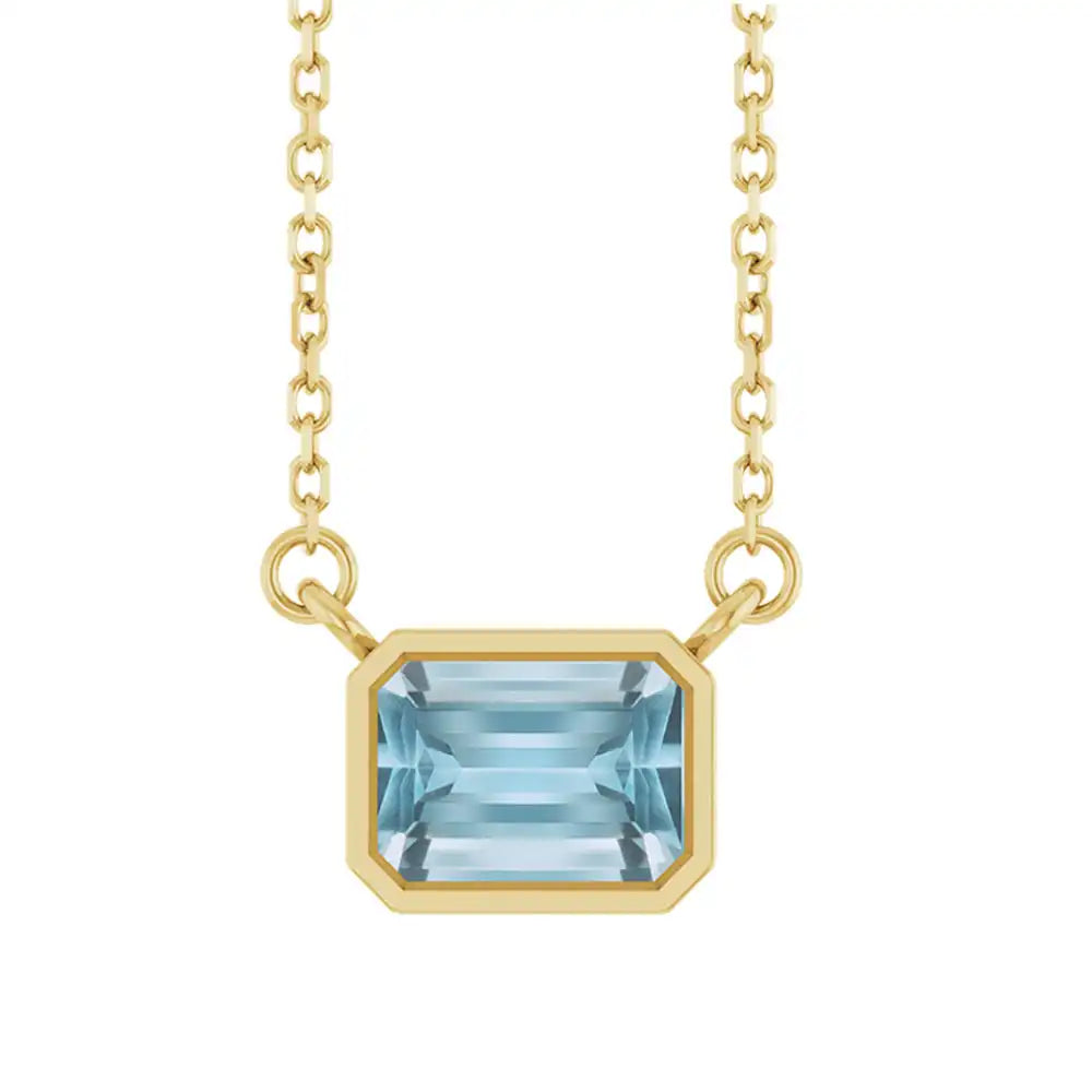 East West Emerald-Cut 14K yellow gold Necklace in Aquamarine variant--14K-yellow-gold variant--Aquamarine