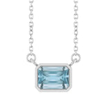 East West Emerald-Cut Sterling silver Necklace in Aquamarine variant--Sterling-silver variant--Aquamarine