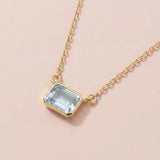 Aquamarine solitaire necklace in yellow gold variant--14K-yellow-gold variant--14K-white-gold variant--14K-rose-gold variant--Sterling-silver variant--Aquamarine