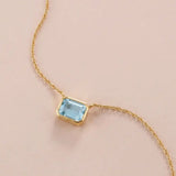 Aquamarine necklace with minimalist setting variant--14K-yellow-gold variant--14K-white-gold variant--14K-rose-gold variant--Sterling-silver variant--Aquamarine