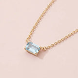 emerald-cut aquamarine pendant on 14K gold chain variant-14K-yellow-gold variant-14K-white-gold variant-14K-rose-gold variant-Sterling-silver