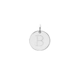 Engraved initial B disc charm in sterling silver, front view variant--B variant--Sterling-silver