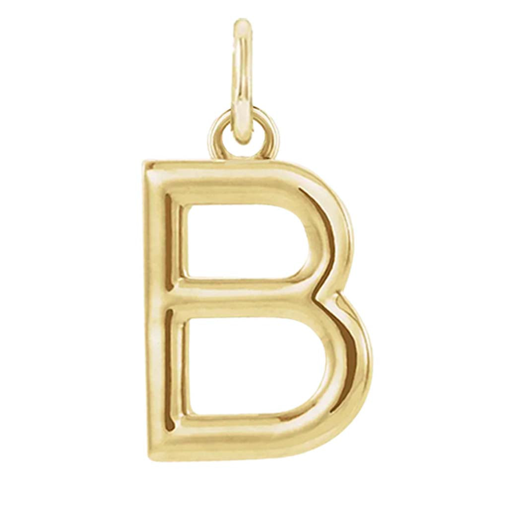 Modern initial charm letter B in 14K yellow gold variant--B variant--14K-yellow-gold