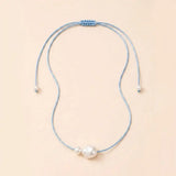 Pale Blue Pearl Silk Necklace
