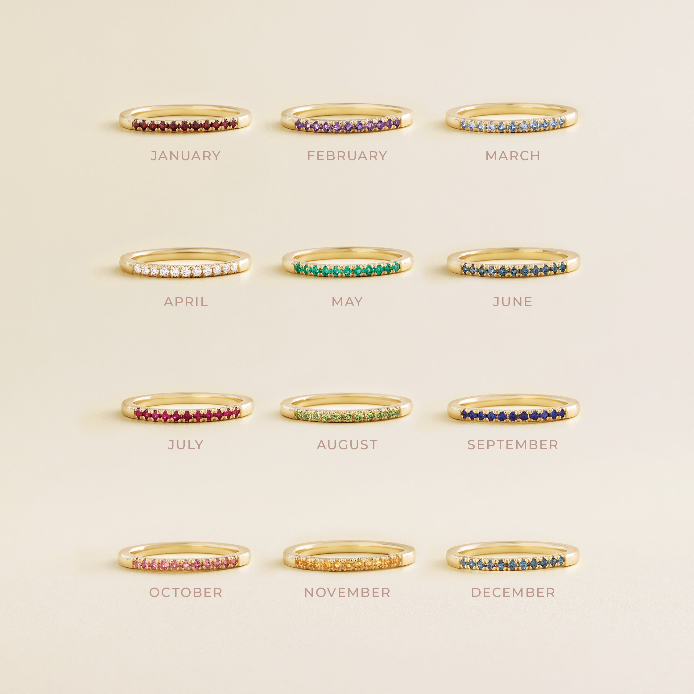 Birthstone bands - one for every month