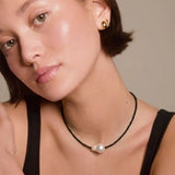 Black Beaded Pearl Choker