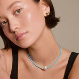 Light Blue Beaded Pearl Choker