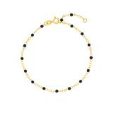 Bracelet (7.5 in) Black Enamel Bead Chain Necklace Fun Beaded Colorful Chain(7.5-in)(10-in)(18-in)(7.5-in)(10-in)(18in) variant--Black variant--Gold-fill variant--Bracelet-(7.5-in) variant--Anklet-(10-in) variant--Necklace-(18in) variant--14K-yellow-gold