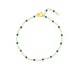 Bracelet (7.5 in) Blue Enamel Bead Chain Necklace Fun Beaded Colorful Chain(7.5-in)(10-in)(18-in)(7.5-in)(10-in)(18in) variant--Blue variant--Gold-fill variant--Bracelet-(7.5-in) variant--Anklet-(10-in) variant--Necklace-(18in) variant--14K-yellow-gold