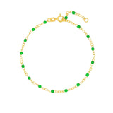 Bracelet (7.5 in) Green Enamel Bead Chain Necklace Fun Beaded Colorful Chain(7.5-in)(7.5-in) variant--Green variant--Gold-fill variant--Bracelet-(7.5-in) variant--14K-yellow-gold