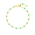 Bracelet (7.5 in) Green Enamel Bead Chain Necklace Fun Beaded Colorful Chain