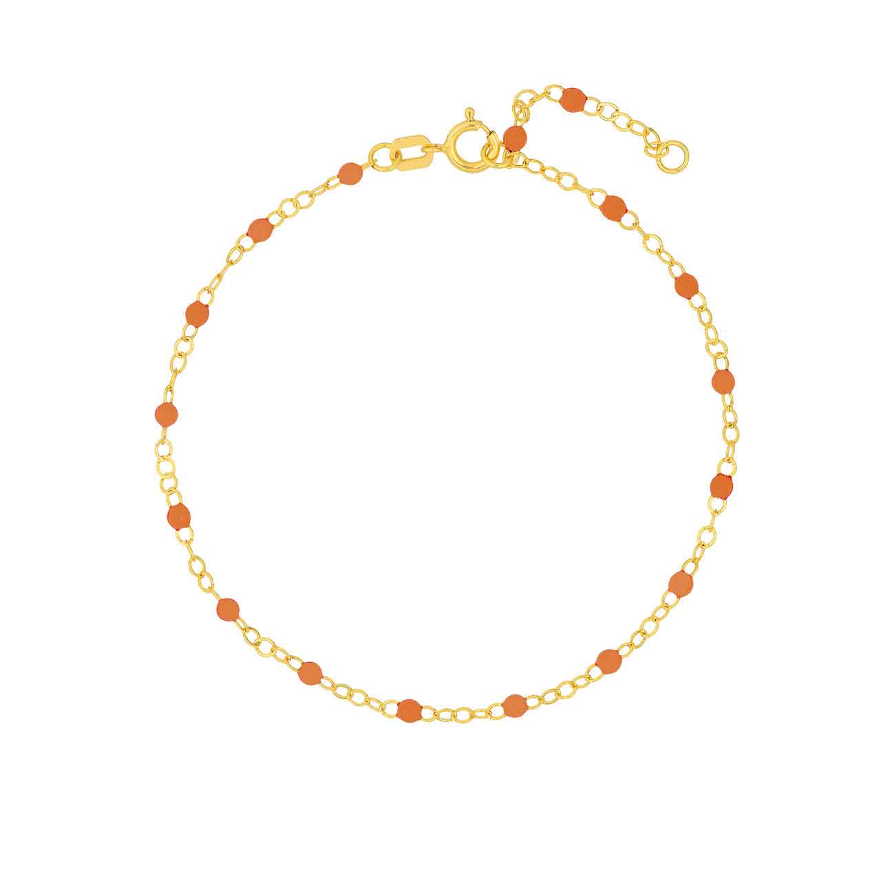 Bracelet (7.5 in) Orange Enamel Bead Chain Necklace Fun Beaded Colorful Chain(7.5-in)(7.5-in) variant--Orange variant--Gold-fill variant--Bracelet-(7.5-in) variant--14K-yellow-gold