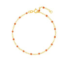 Bracelet (7.5 in) Orange Enamel Bead Chain Necklace Fun Beaded Colorful Chain
