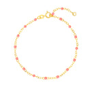 Bracelet (7.5 in) Pink Enamel Bead Chain Necklace Fun Beaded Colorful Chain