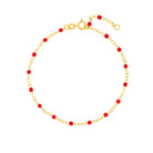 Bracelet (7.5 in) Red Enamel Bead Chain Necklace Fun Beaded Colorful Chain
