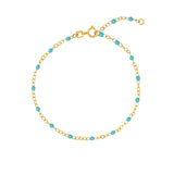 Bracelet (7.5 in) Turquoise Enamel Bead Chain Necklace Fun Beaded Colorful Chain(7.5-in)(10-in)(18-in)(7.5-in)(10-in)(18in) variant--Turquoise variant--Gold-fill variant--Bracelet-(7.5-in) variant--Anklet-(10-in) variant--Necklace-(18in) variant--14K-yellow-gold