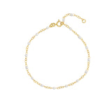 Bracelet (7.5 in) White Enamel Bead Chain Necklace Fun Beaded Colorful Chain(7.5-in)(10-in)(18-in)(7.5-in)(10-in)(18in) variant--White variant--Gold-fill variant--Bracelet-(7.5-in) variant--Anklet-(10-in) variant--Necklace-(18in) variant--14K-yellow-gold