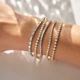 Modern diamond tennis bracelet on wrist