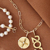 delicate 14k gold paper clip chain necklace with charms