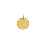 Engraved initial C disc charm in gold-fill, front view variant--C variant--Gold-fill