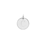 Engraved initial C disc charm in sterling silver, front view variant--C variant--Sterling-silver