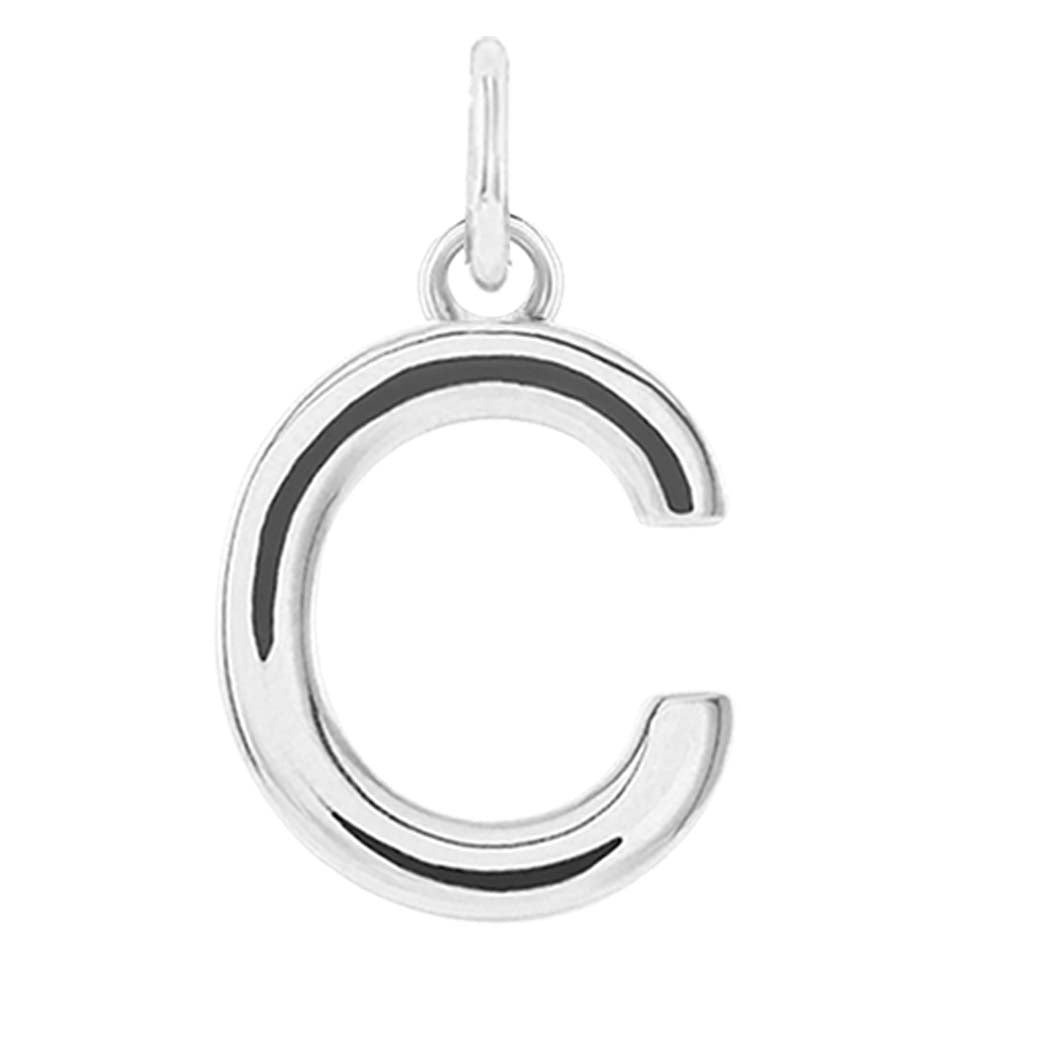 Modern initial charm letter C in 14K white gold variant--C variant--Sterling-silver variant--14K-white-gold