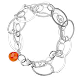 Natural carnelian woven chain bracelet in sterling silver, side view detail silver variant--Sterling-silver
