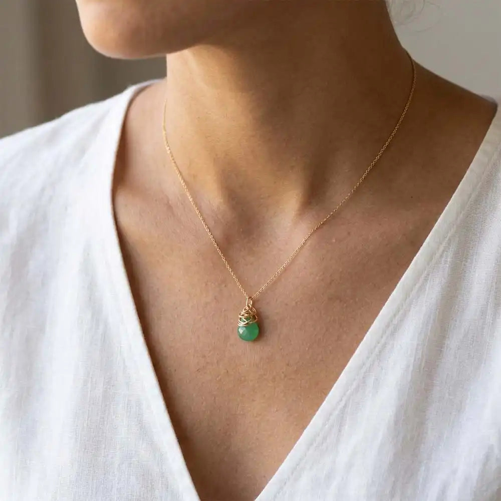 Trista' - Chrysoprase Necklace - erin gallagher variant--Gold-fill variant--Sterling-silver variant--Chrysoprase