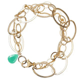 Natural chrysoprase woven chain bracelet in 14K gold-fill variant--Chrysoprase variant--Gold-fill