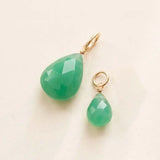 gold-fill-wrapped chrysoprase briolette charm in 6mm, ideal for meaningful gemstone jewelry.