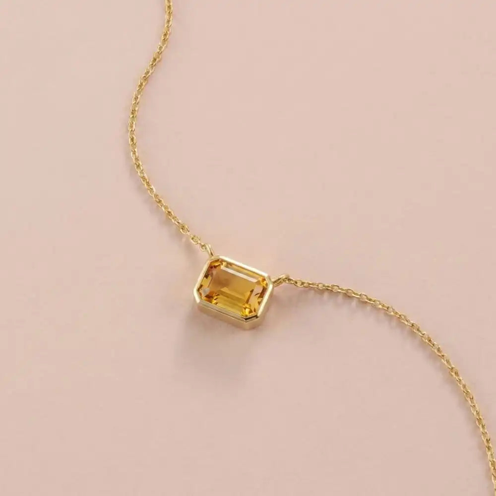 East West citrine necklace in 14K yellow gold variant--14K-yellow-gold variant--14K-white-gold variant--14K-rose-gold variant--Sterling-silver variant--Citrine