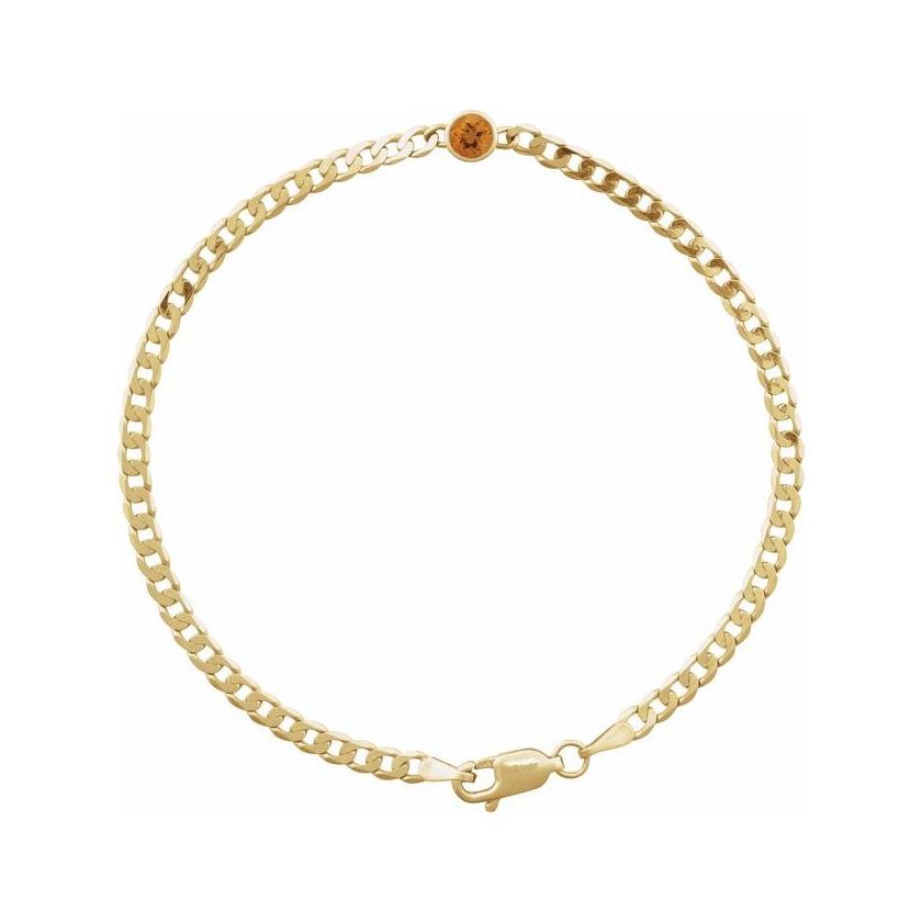 Citrine link bracelet in solid gold with 5mm ethically sourced stone