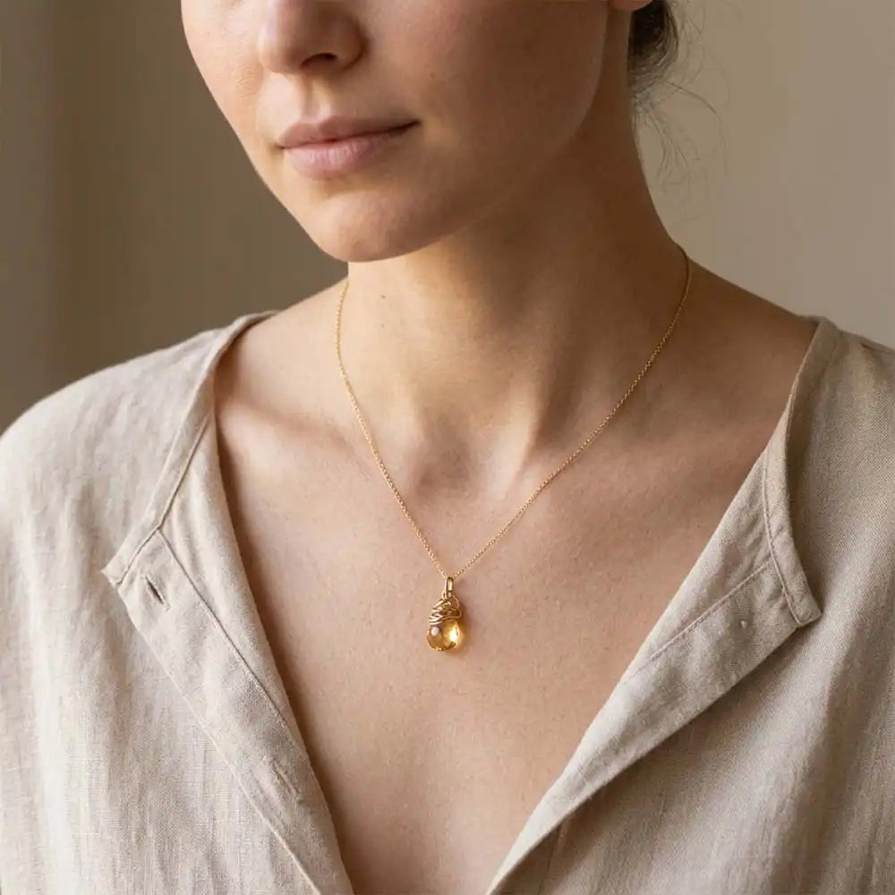 Trista' Citrine Necklace - erin gallagher variant--Gold-fill variant--Sterling-silver variant--Citrine
