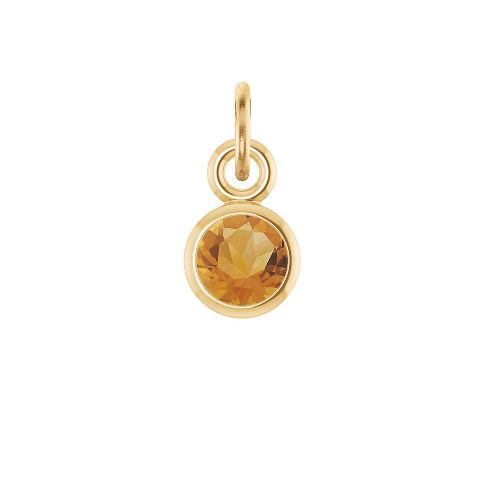 Citrine birthstone charm in 14k yellow gold — golden yellow November birthstone charm.