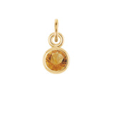 Citrine birthstone necklace charm, bezel-set in sustainable 14K yellow gold variant--14K-yellow-gold