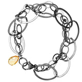 Natural citrine woven chain bracelet in oxidized sterling silver variant--Citrine variant--Oxidized-sterling-silver