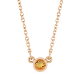 Bezel-set citrine birthstone necklace in 14K rose gold, product view variant--14K-rose-gold variant--Citrine