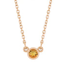 Bezel-set citrine birthstone necklace in 14K rose gold, product view