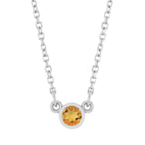 Bezel-set citrine birthstone necklace in 14K white gold, pendant detail variant--14K-white-gold variant--Citrine
