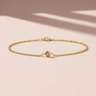 Bezel-set citrine bracelet in 14K yellow gold on adjustable curb chain variant--Sterling silver